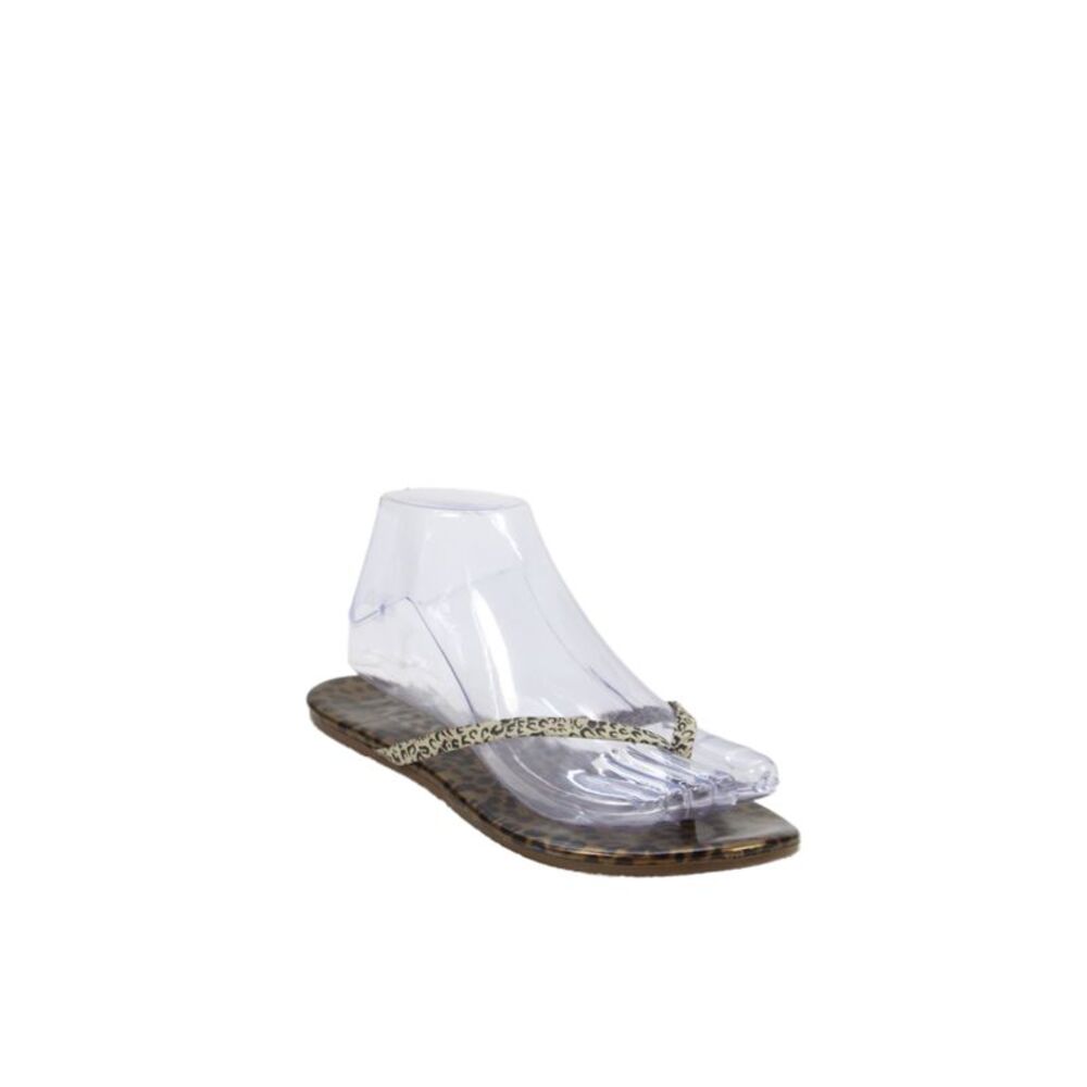 TKEES Women's T-Straps Flat Flip Flop Animal Print Size 5
